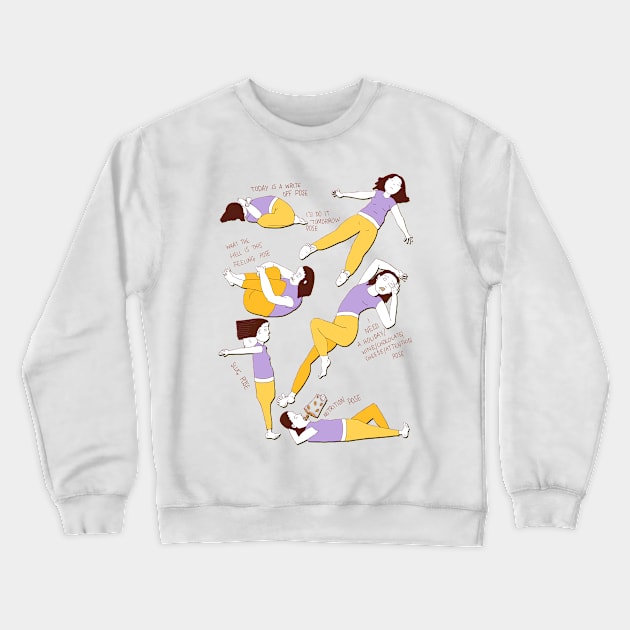 My Favorite Yoga Poses Crewneck Sweatshirt by minniemorrisart